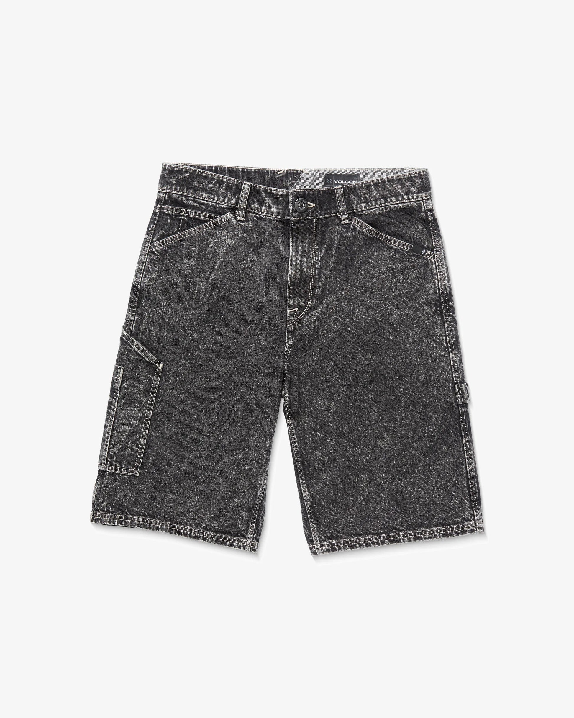VOLCOM Labored Denim Utility Short – Light Acid Black