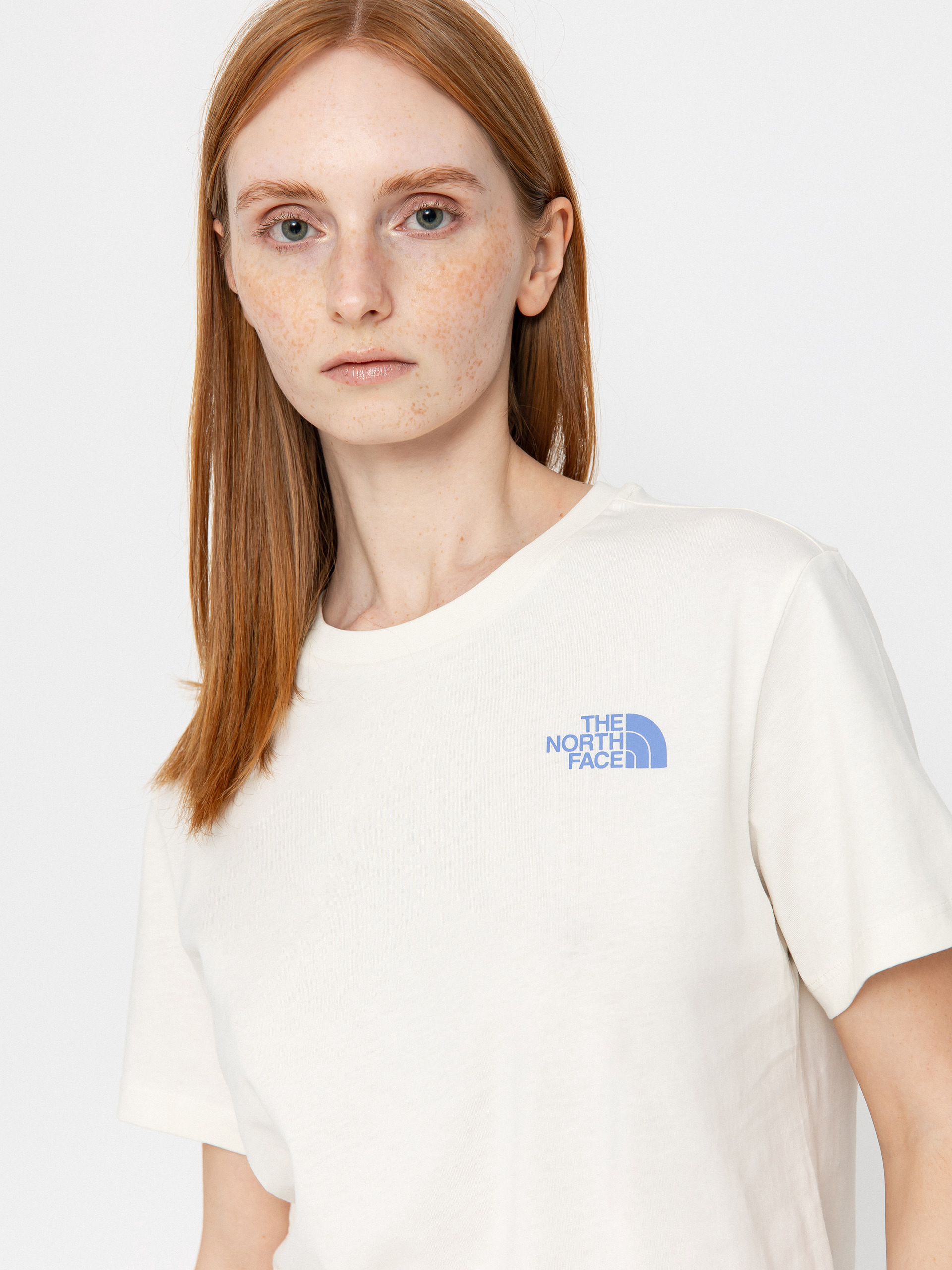 THE NORTH FACE Box NSE Tailgrid Infill Relaxed Women's T-Shirt – White Dune/Virtual Blue