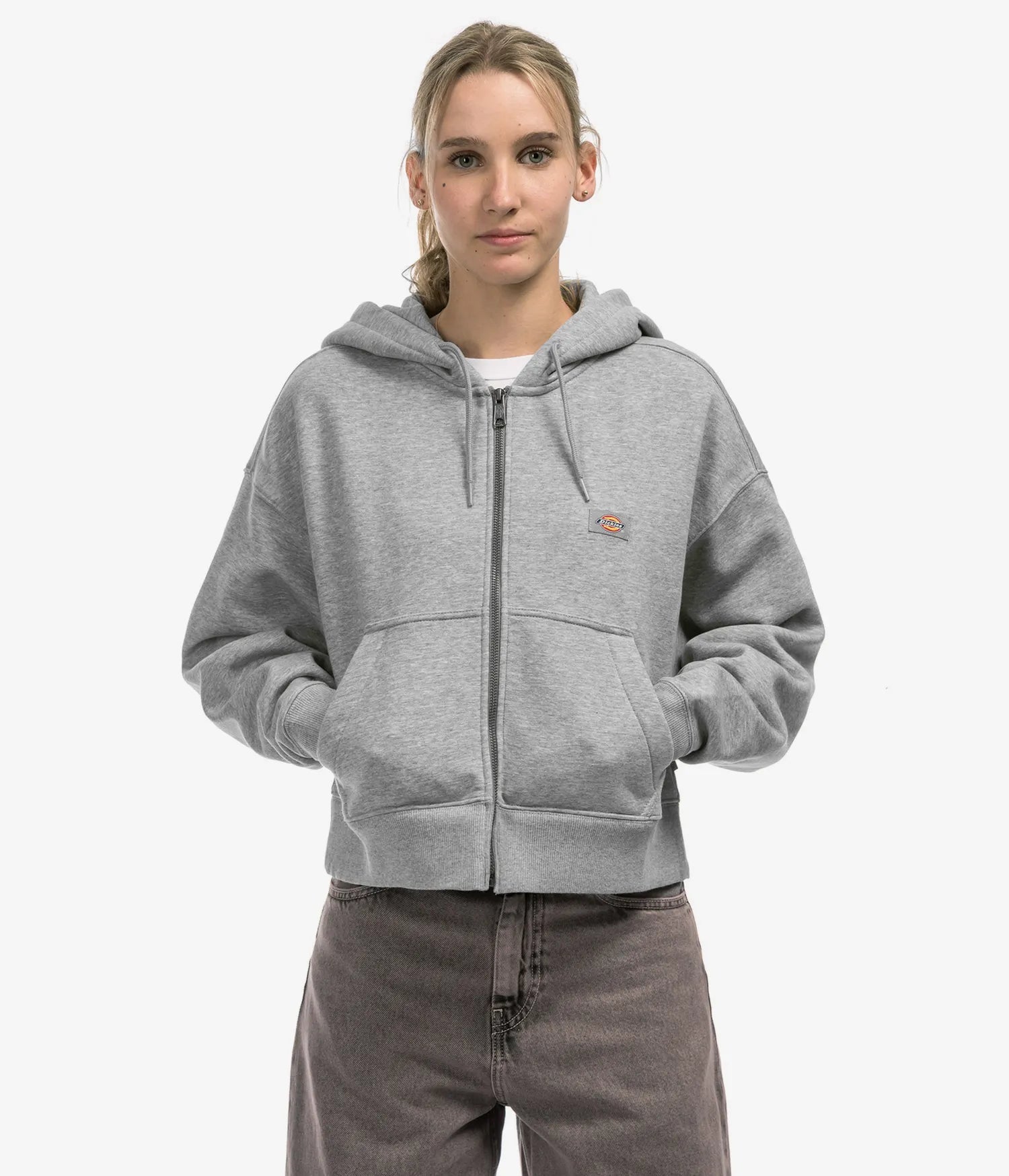 DICKIES Women's Oakport Zip Sweatshirt - HEATHER GREY