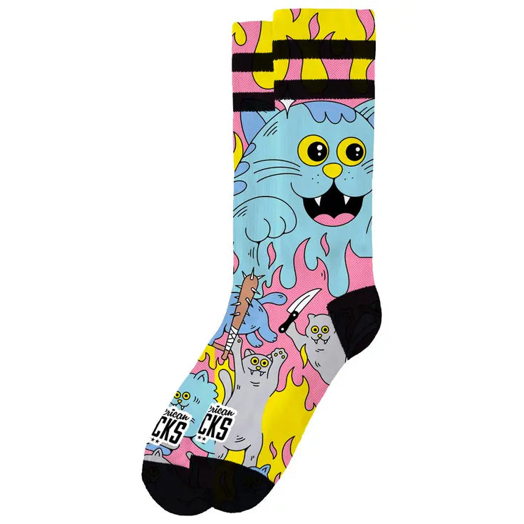 American Socks Killer Kitties Mid High – Calze Unisex COOLMAX® The Original Signature