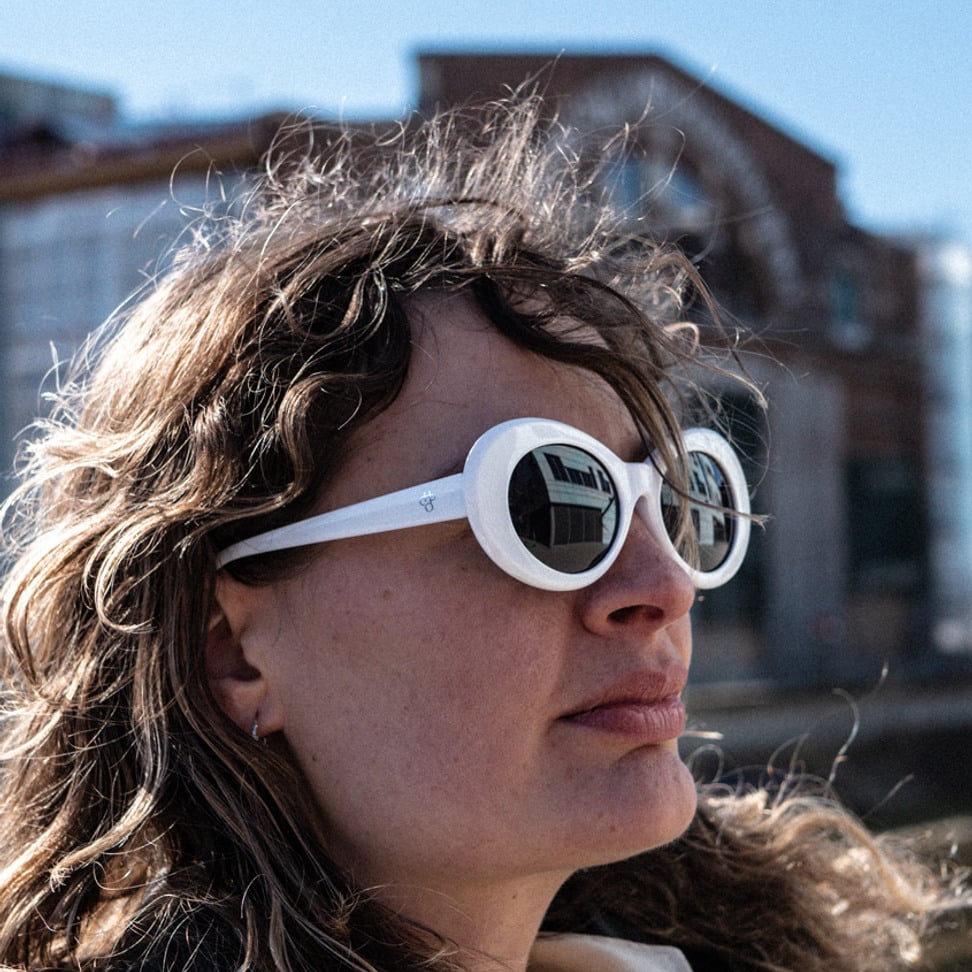 CHPO Frances Sunglasses – WHITE / BLACK Lenses