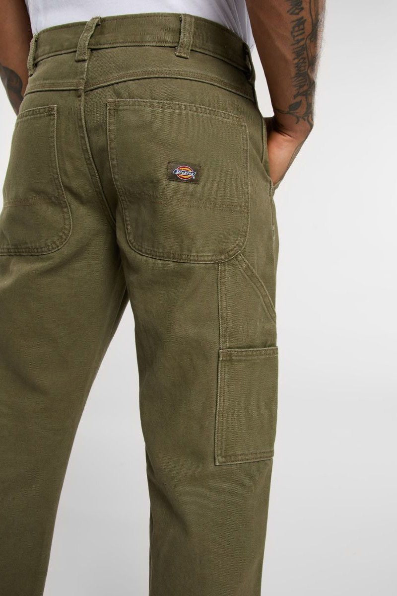 DICKIES Canvas Carpenter Regular Pants - OLIVE GREEN