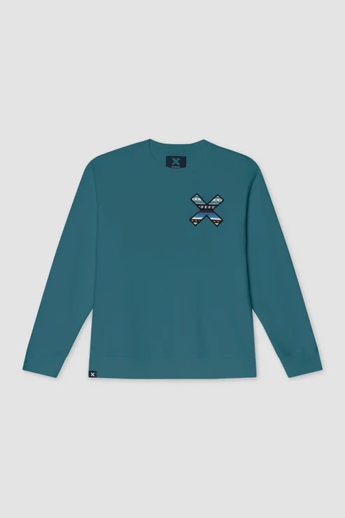 Blue Banana Classic Crew – Felpa Girocollo in 100% Cotone Biologico con X Ricamata - AMAZON GREEN