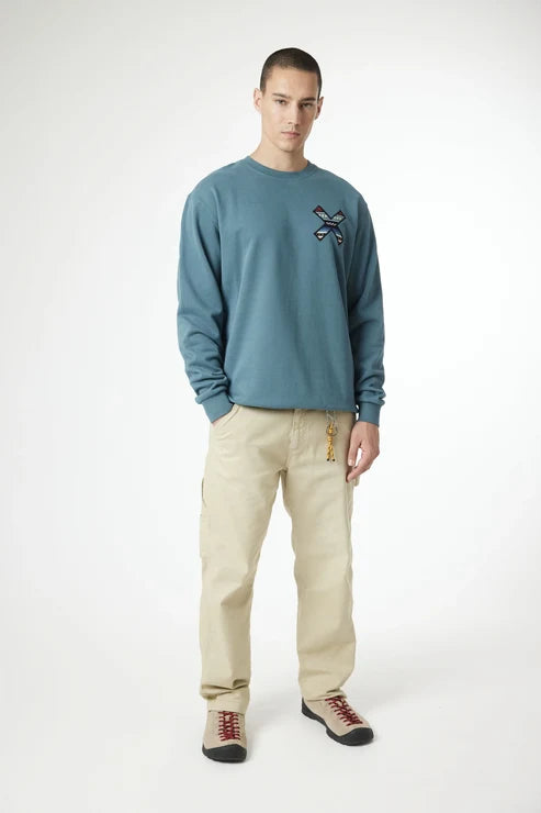 Blue Banana Classic Crew – Felpa Girocollo in 100% Cotone Biologico con X Ricamata - AMAZON GREEN