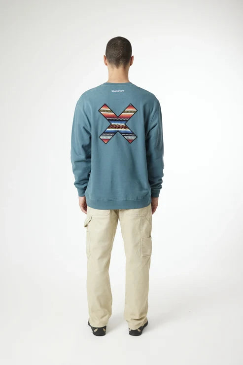 Blue Banana Classic Crew – Felpa Girocollo in 100% Cotone Biologico con X Ricamata - AMAZON GREEN
