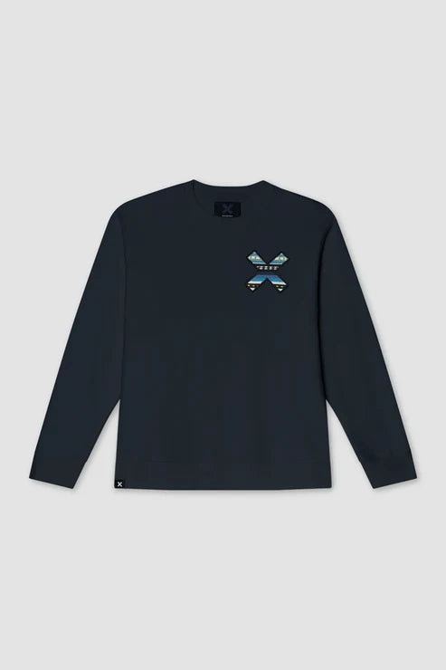 Blue Banana Classic Crew – Felpa Girocollo in 100% Cotone Biologico con X Ricamata - ANTHRACITE
