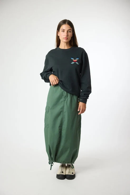 Blue Banana Classic Crew – Felpa Girocollo in 100% Cotone Biologico con X Ricamata - ANTHRACITE
