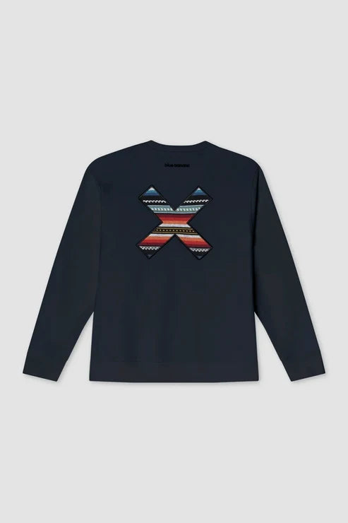 Blue Banana Classic Crew – Felpa Girocollo in 100% Cotone Biologico con X Ricamata - ANTHRACITE