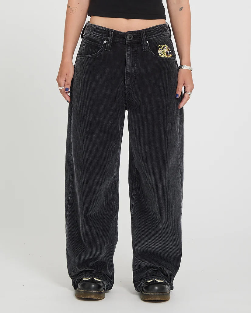 Volcom Ozzy Corduroy Trousers – Light Acid Black Donna