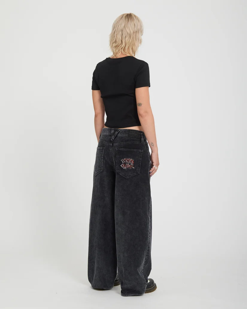 Volcom Ozzy Corduroy Trousers – Light Acid Black Donna