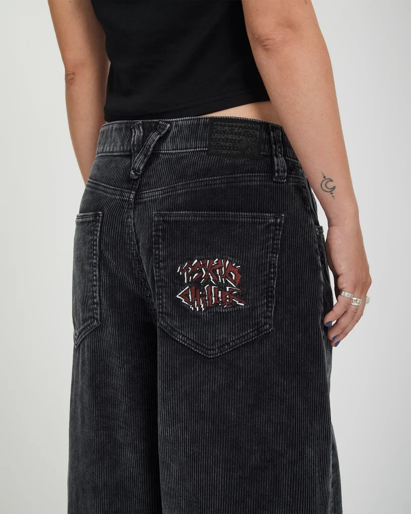 Volcom Ozzy Corduroy Trousers – Light Acid Black Donna