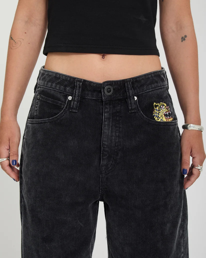 Volcom Ozzy Corduroy Trousers – Light Acid Black Donna