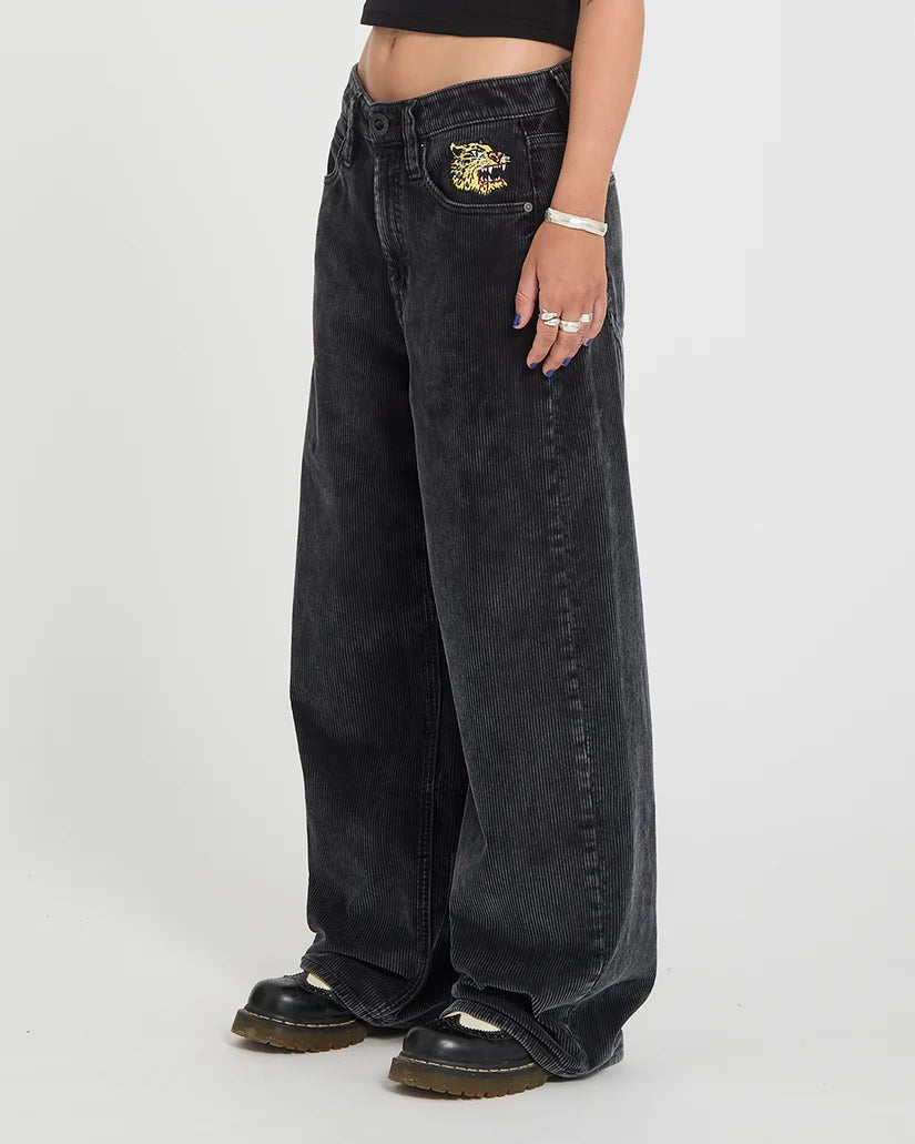 Volcom Ozzy Corduroy Trousers – Light Acid Black Donna