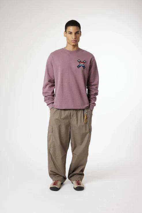 Blue Banana Classic Crew – Felpa Girocollo in 100% Cotone Biologico con X Ricamata - BERRY