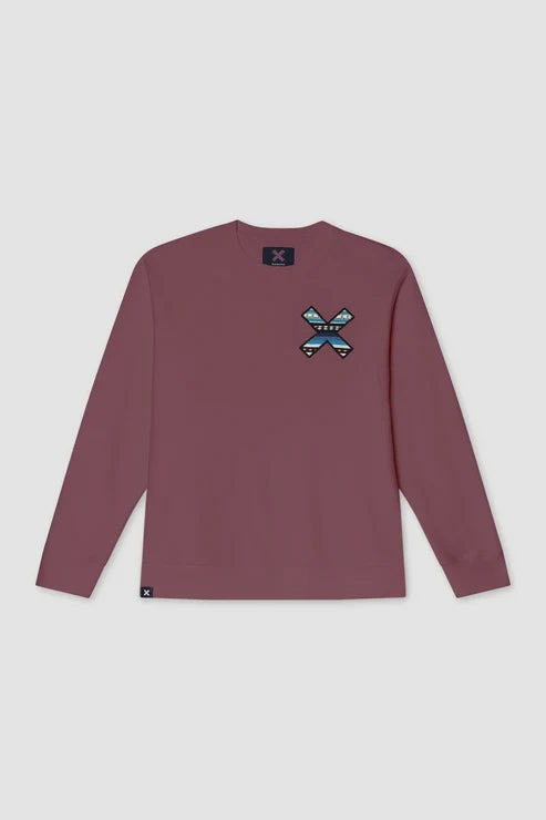Blue Banana Classic Crew – Felpa Girocollo in 100% Cotone Biologico con X Ricamata - BERRY
