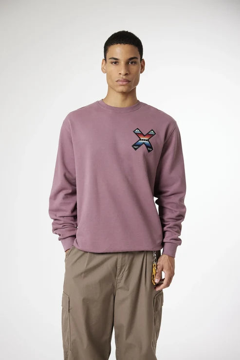 Blue Banana Classic Crew – Felpa Girocollo in 100% Cotone Biologico con X Ricamata - BERRY