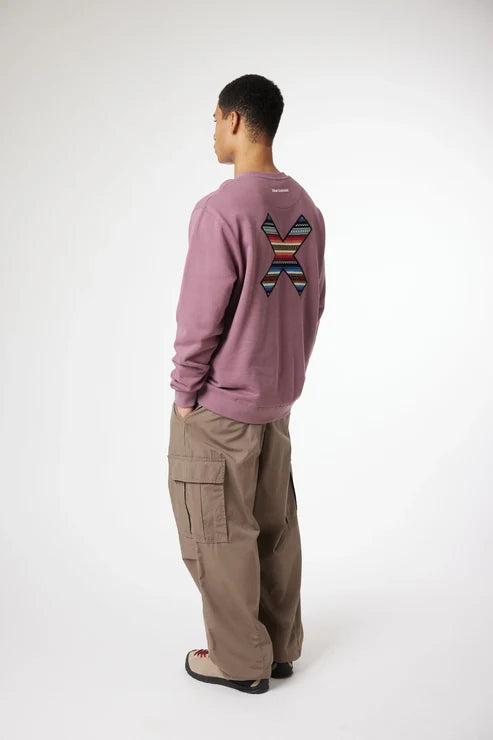 Blue Banana Classic Crew – Felpa Girocollo in 100% Cotone Biologico con X Ricamata - BERRY
