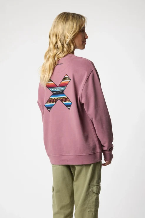 Blue Banana Classic Crew – Felpa Girocollo in 100% Cotone Biologico con X Ricamata - BERRY