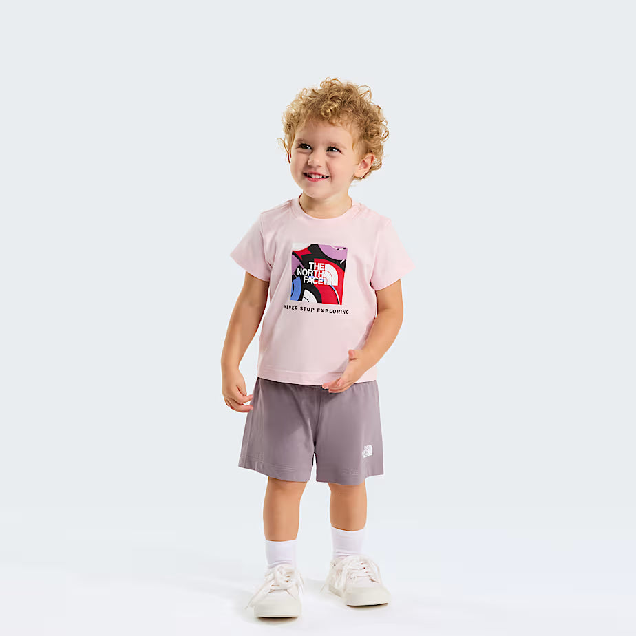 👶 The North Face Set NSE Box Play Regular con Pantaloncini da Neonato - Pale Blossom-Transcendent Grey