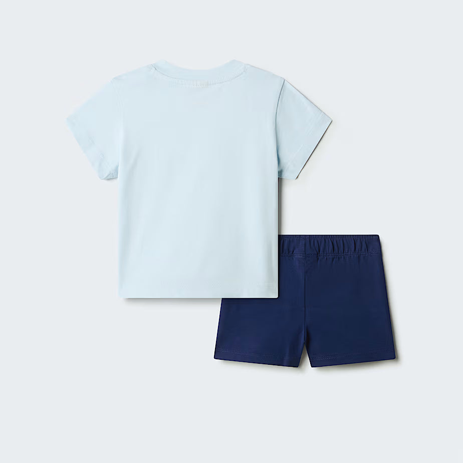 👶 The North Face Set NSE Box Play Regular con Pantaloncini da Neonato - Polar Haze-Summit Navy