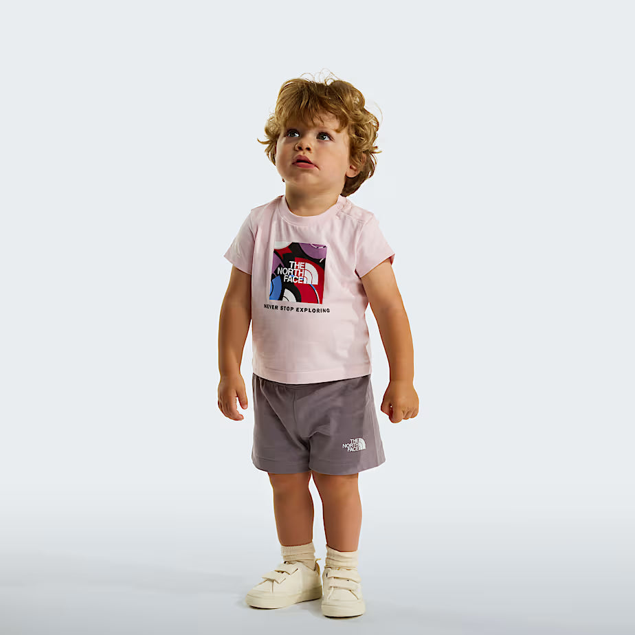 👶 The North Face Set NSE Box Play Regular con Pantaloncini da Neonato - Pale Blossom-Transcendent Grey