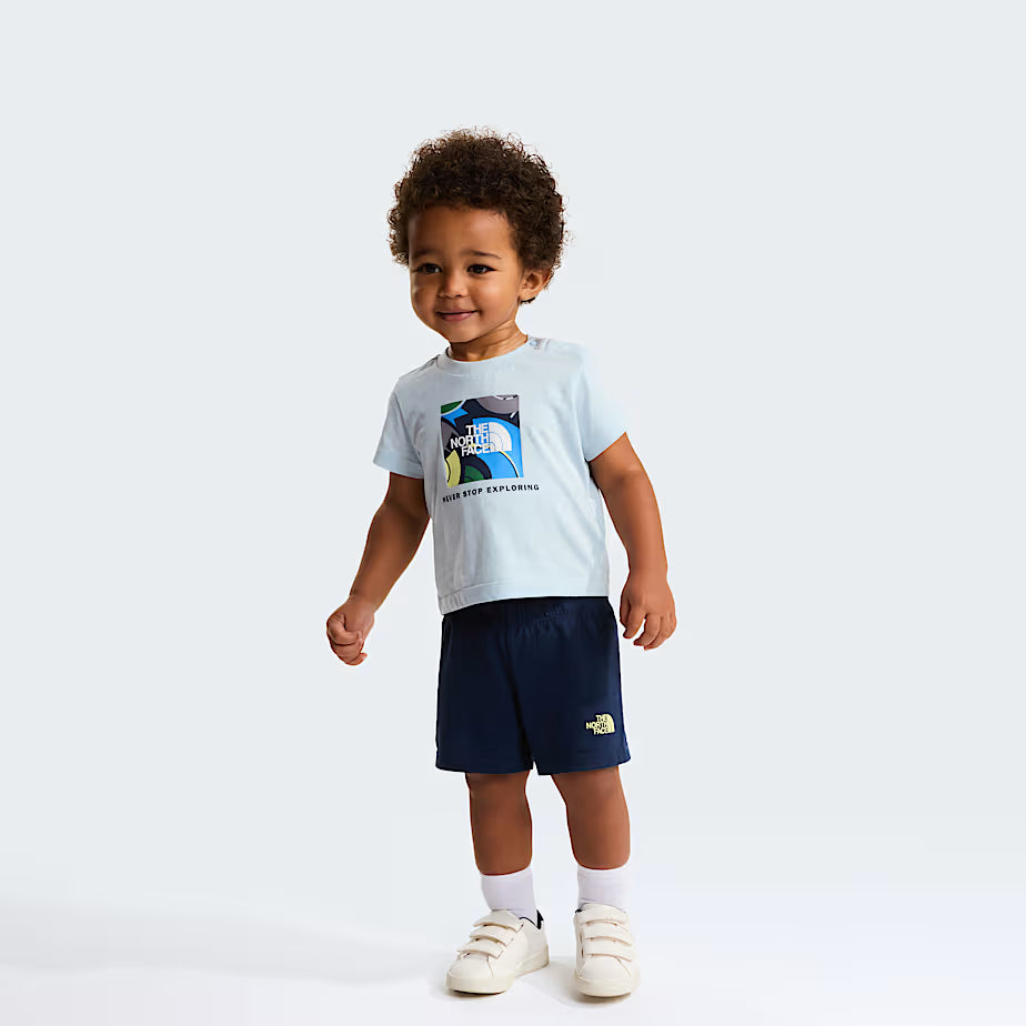 👶 The North Face Set NSE Box Play Regular con Pantaloncini da Neonato - Polar Haze-Summit Navy