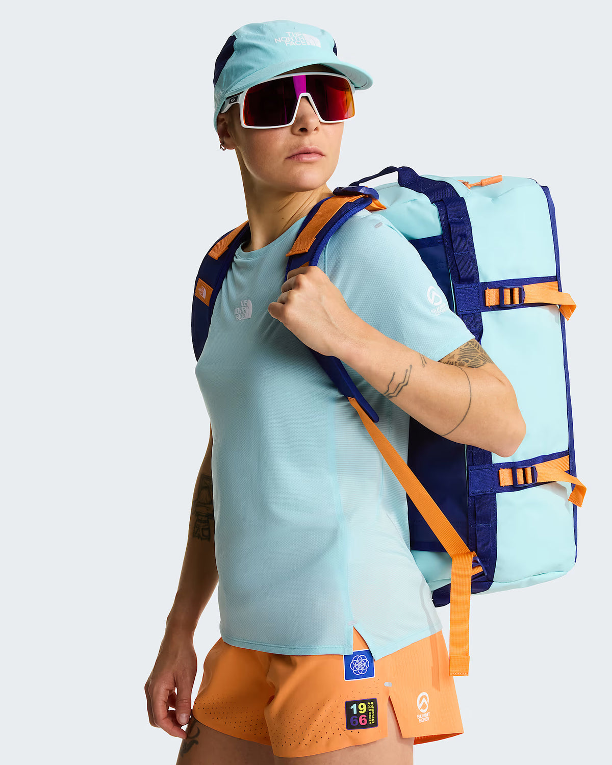 Borsone THE NORTH FACE Base Camp Duffel - S - Canal Blue-Bold Blue-Papaya