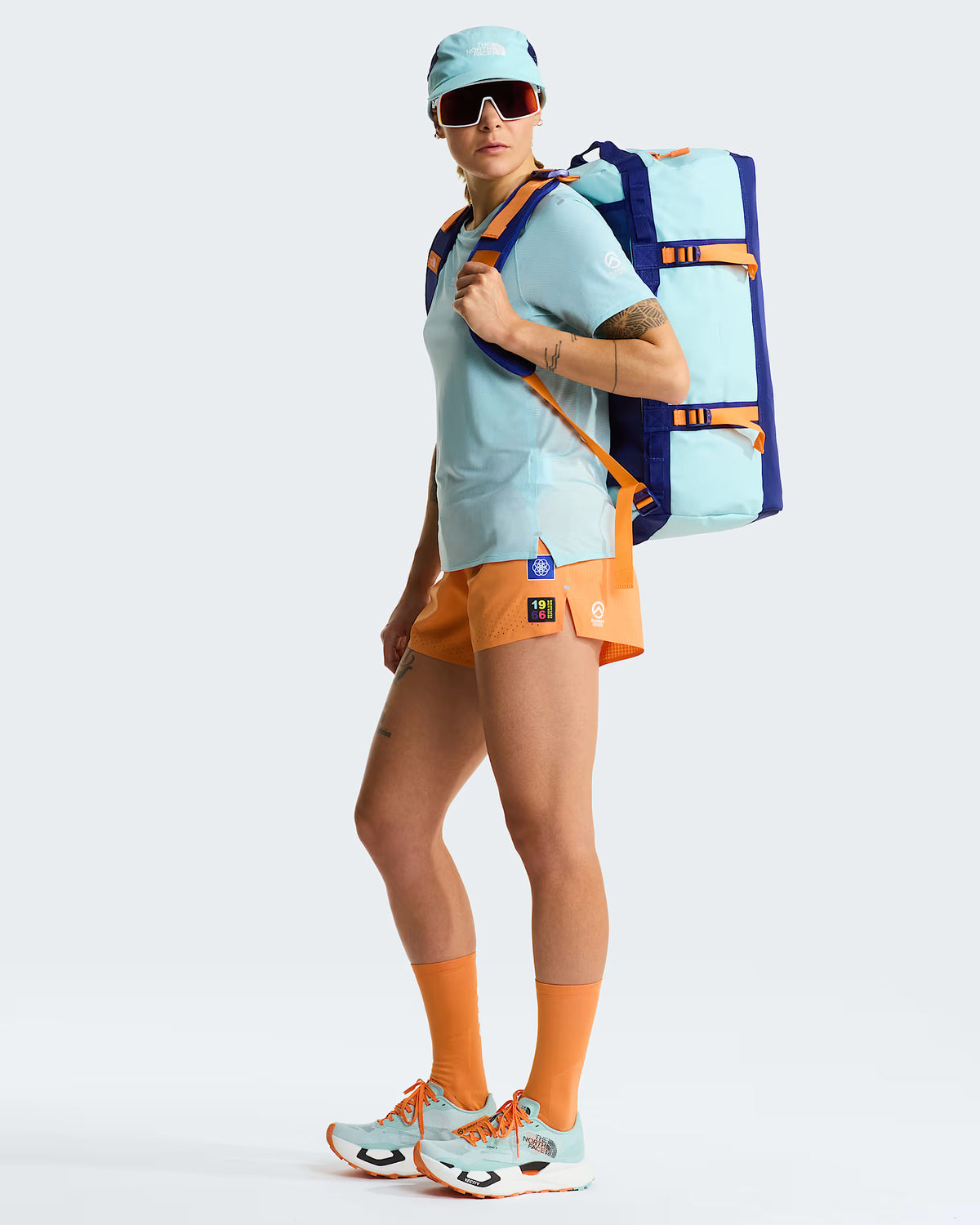 Borsone THE NORTH FACE Base Camp Duffel - S - Canal Blue-Bold Blue-Papaya