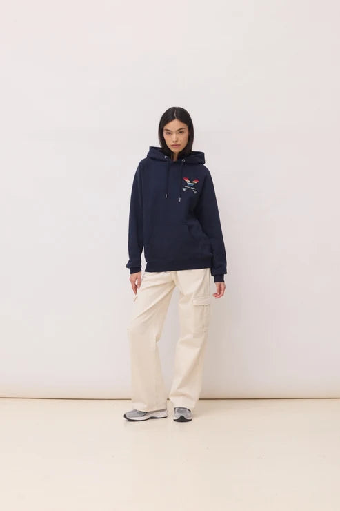Felpa con Cappuccio in Cotone Biologico Blue Banana - Navy