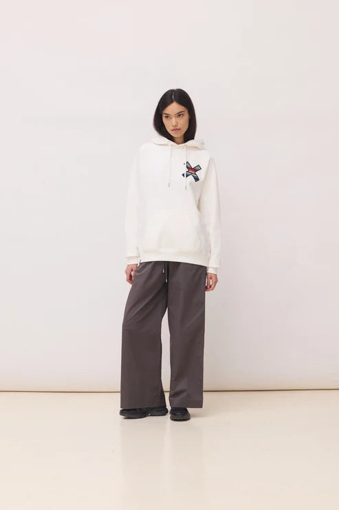Felpa con Cappuccio in Cotone Biologico Blue Banana - Off-White