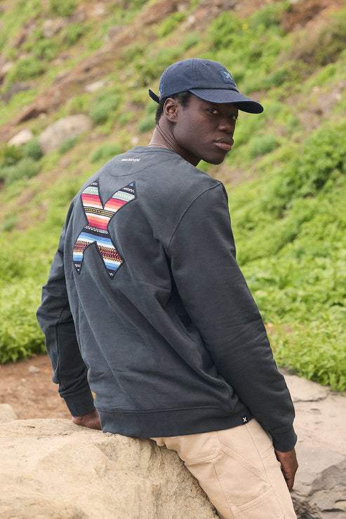 Blue Banana Classic Crew – Felpa Girocollo in 100% Cotone Biologico con X Ricamata - ANTHRACITE