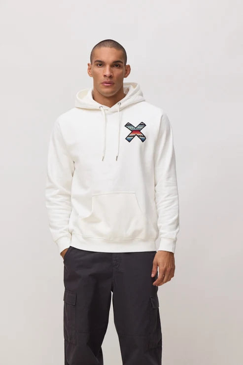 Felpa con Cappuccio in Cotone Biologico Blue Banana - Off-White