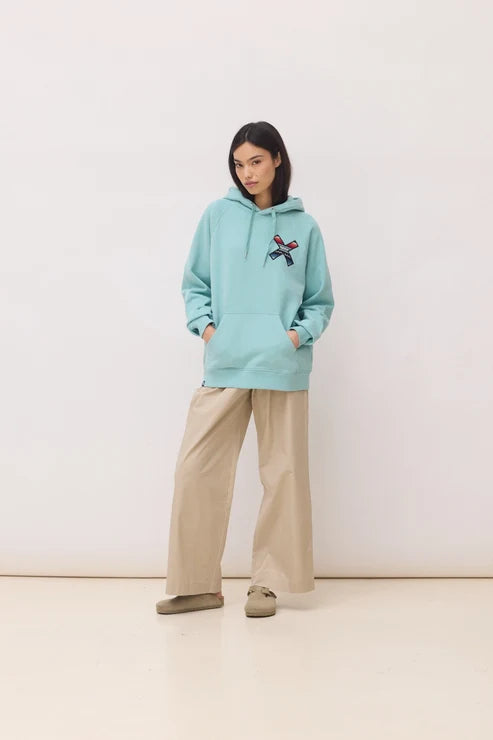 Felpa con Cappuccio in Cotone Biologico Blue Banana Unisex - Acqua