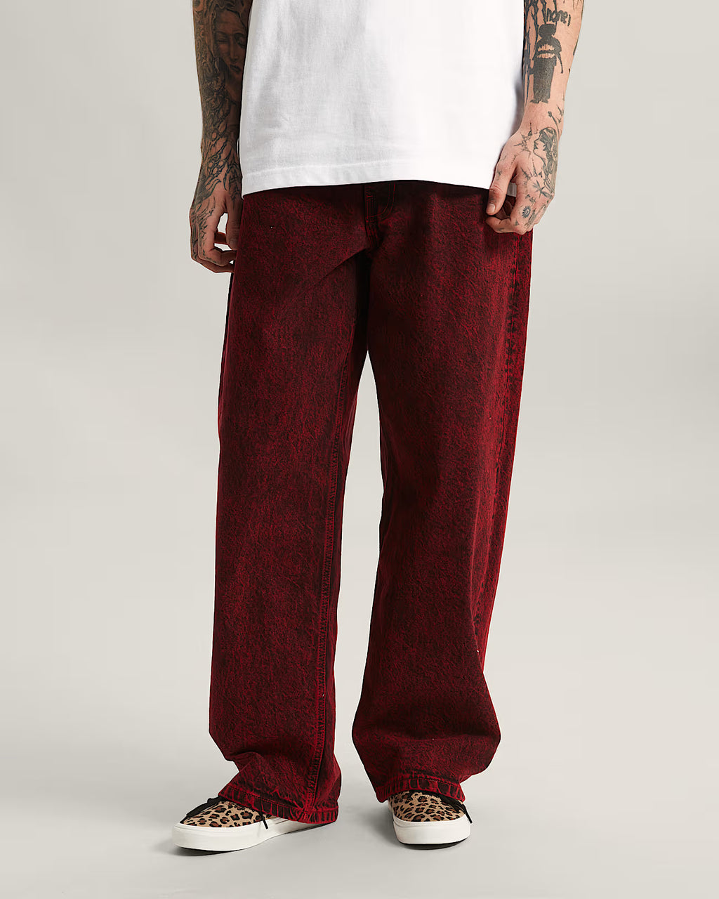 Jeans VANS CHECK 5 BAGGY acid overdyed Rosso