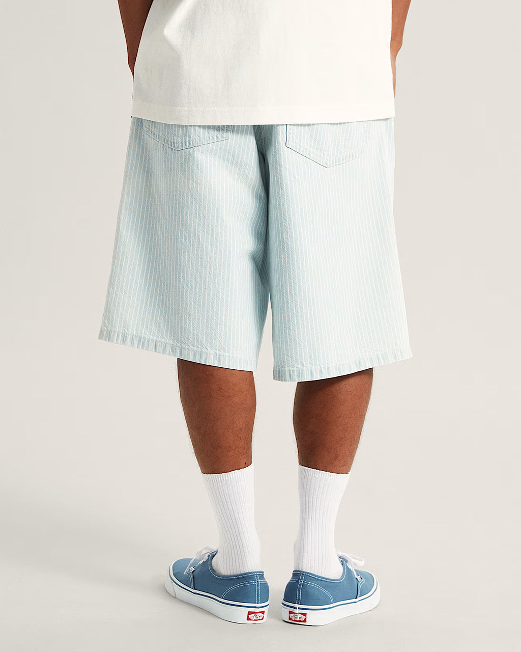 🩳 Vans Pantaloncini Baggy in Denim Check-5  Light Blue Stripe