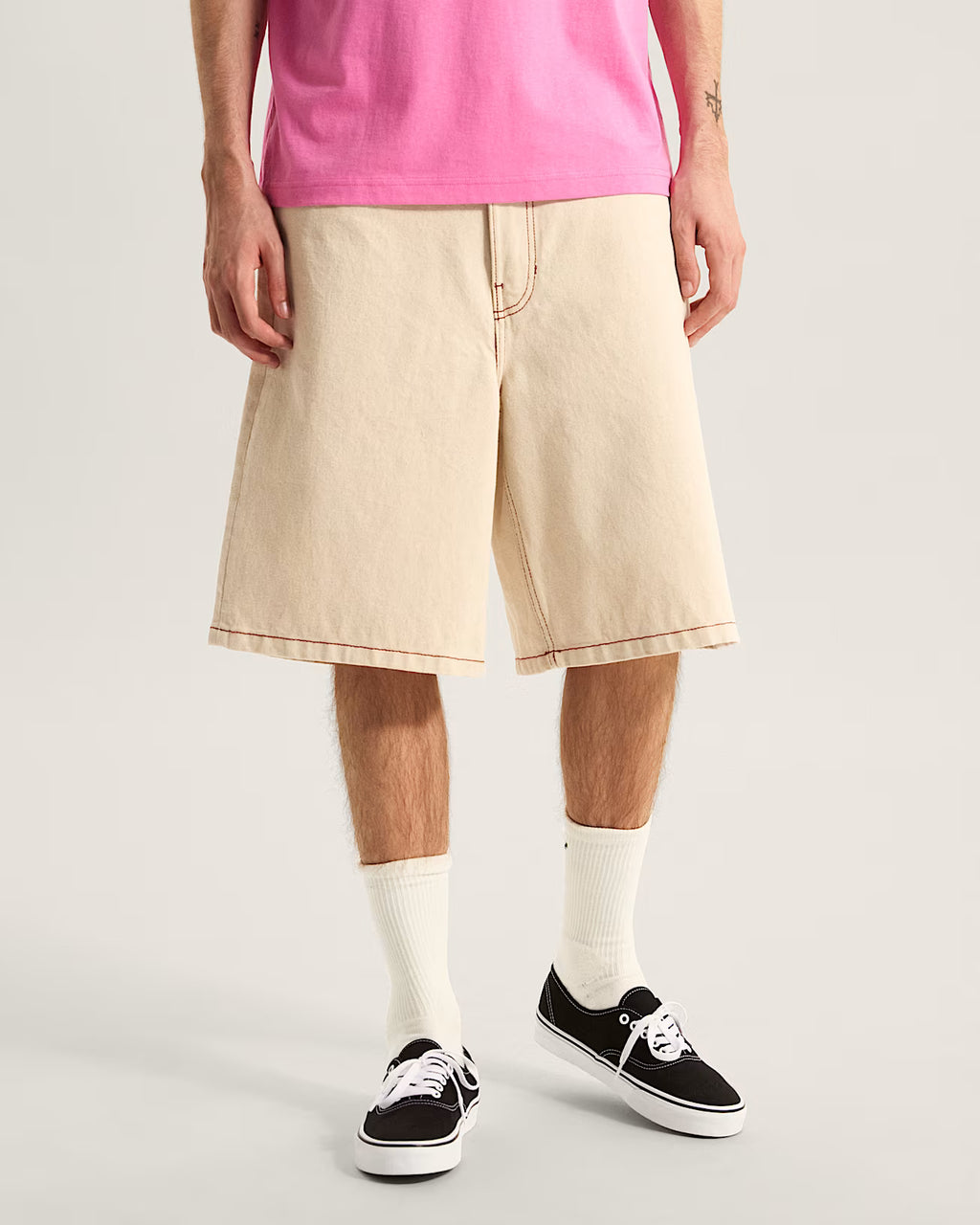 🩳 Vans Pantaloncini Baggy in Denim Check-5 - Bianco