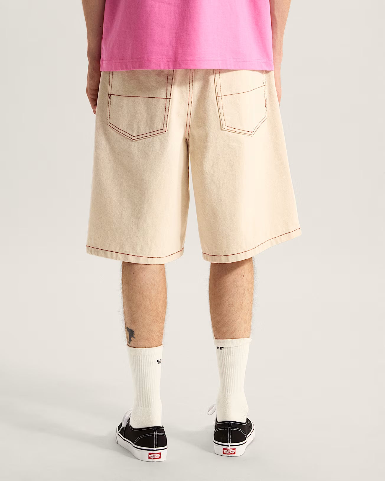 🩳 Vans Pantaloncini Baggy in Denim Check-5 - Bianco
