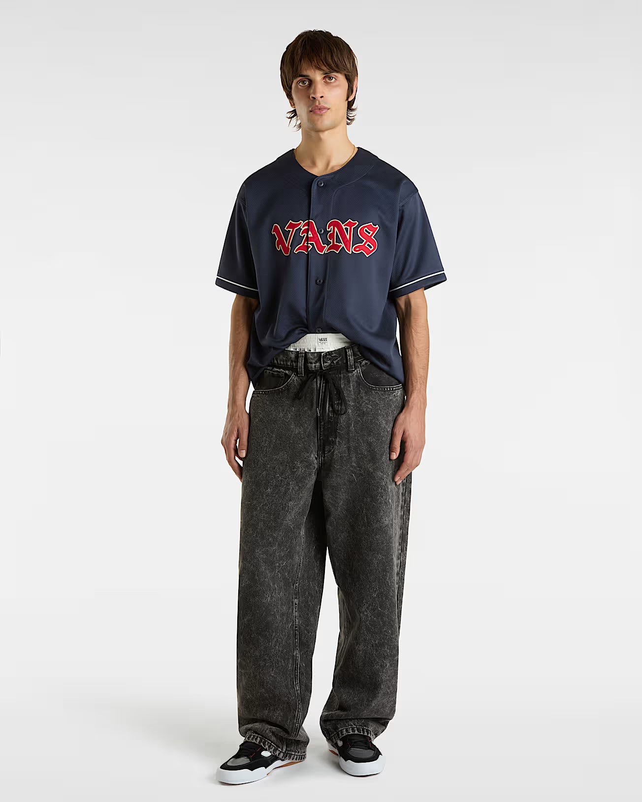 VANS Baggy Check Denim Pants - 5 - BLACK