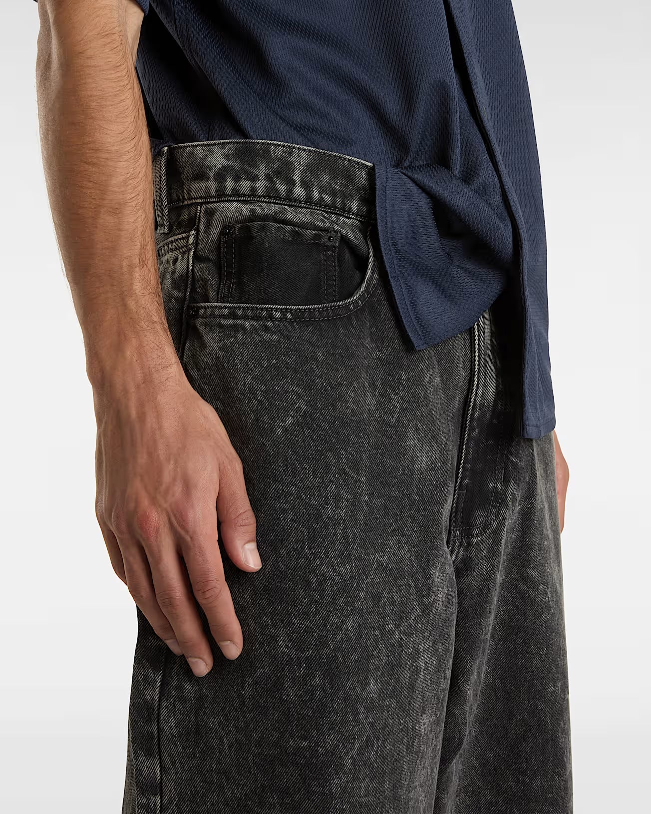 VANS Baggy Check Denim Pants - 5 - BLACK