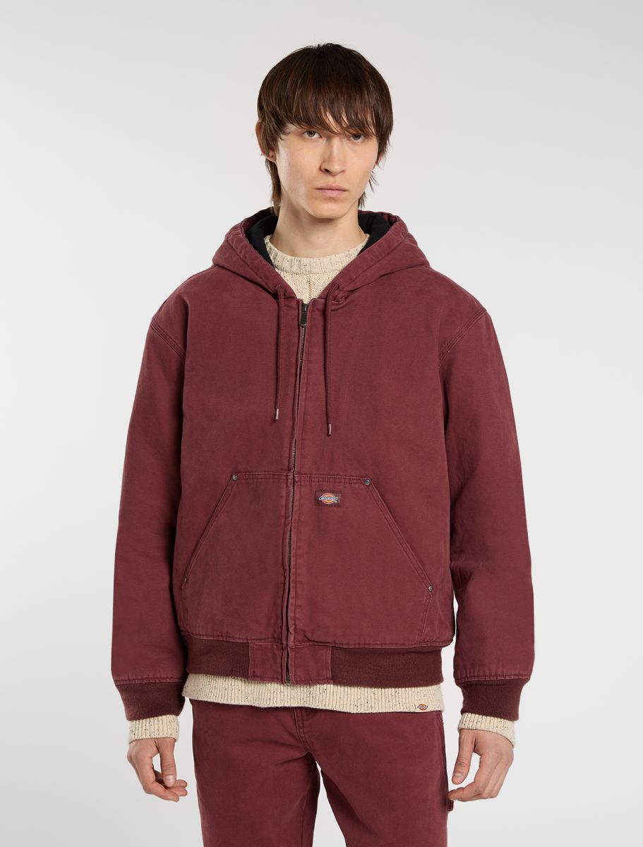 DICKIES Hilham Hooded Canvas Jacket - BURGUNDY