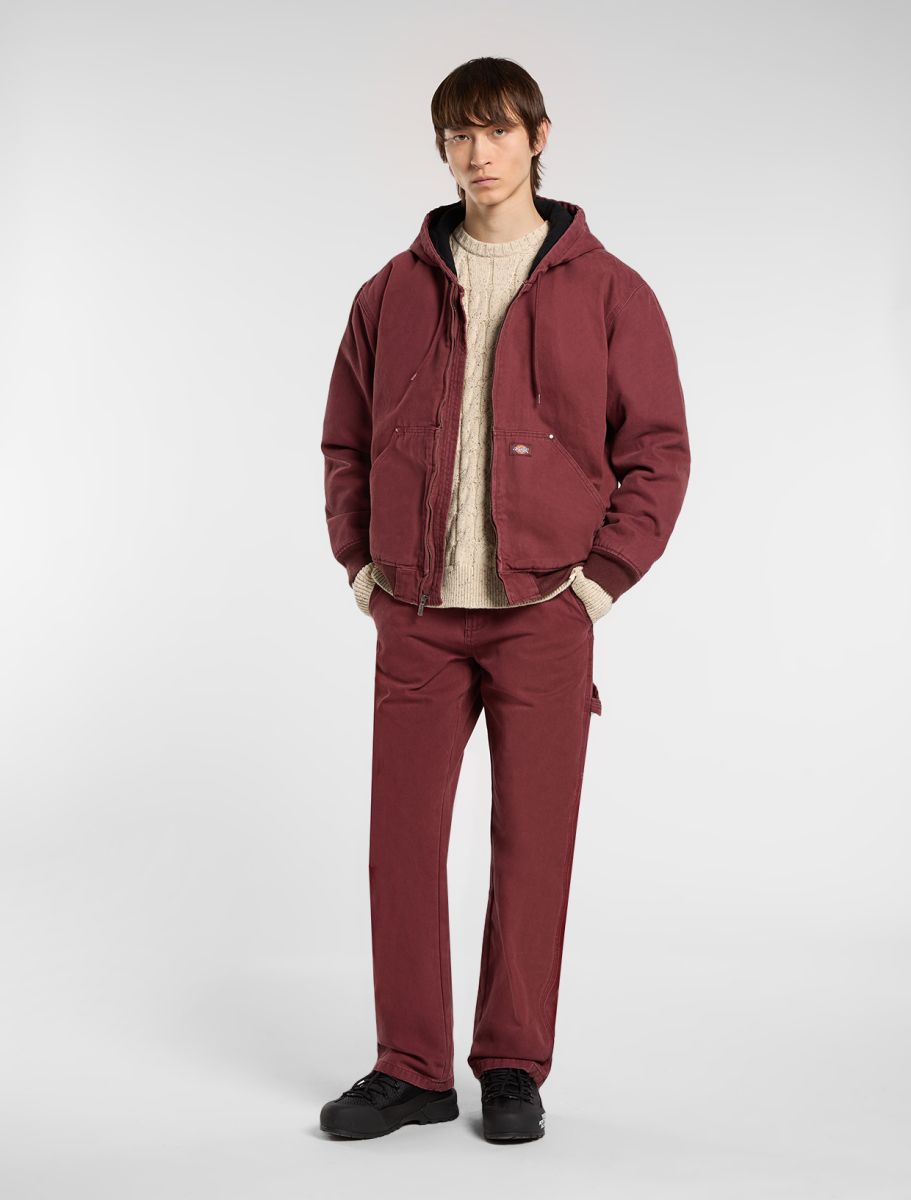 DICKIES Hilham Hooded Canvas Jacket - BURGUNDY