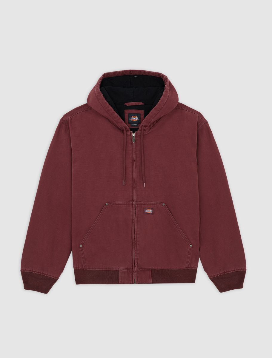 DICKIES Hilham Hooded Canvas Jacket - BURGUNDY