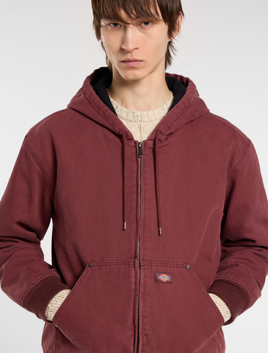 DICKIES Hilham Hooded Canvas Jacket - BURGUNDY