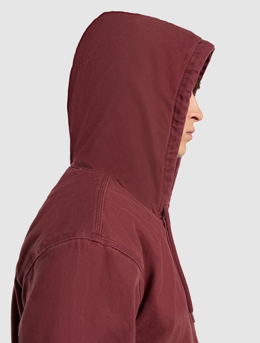 DICKIES Hilham Hooded Canvas Jacket - BURGUNDY