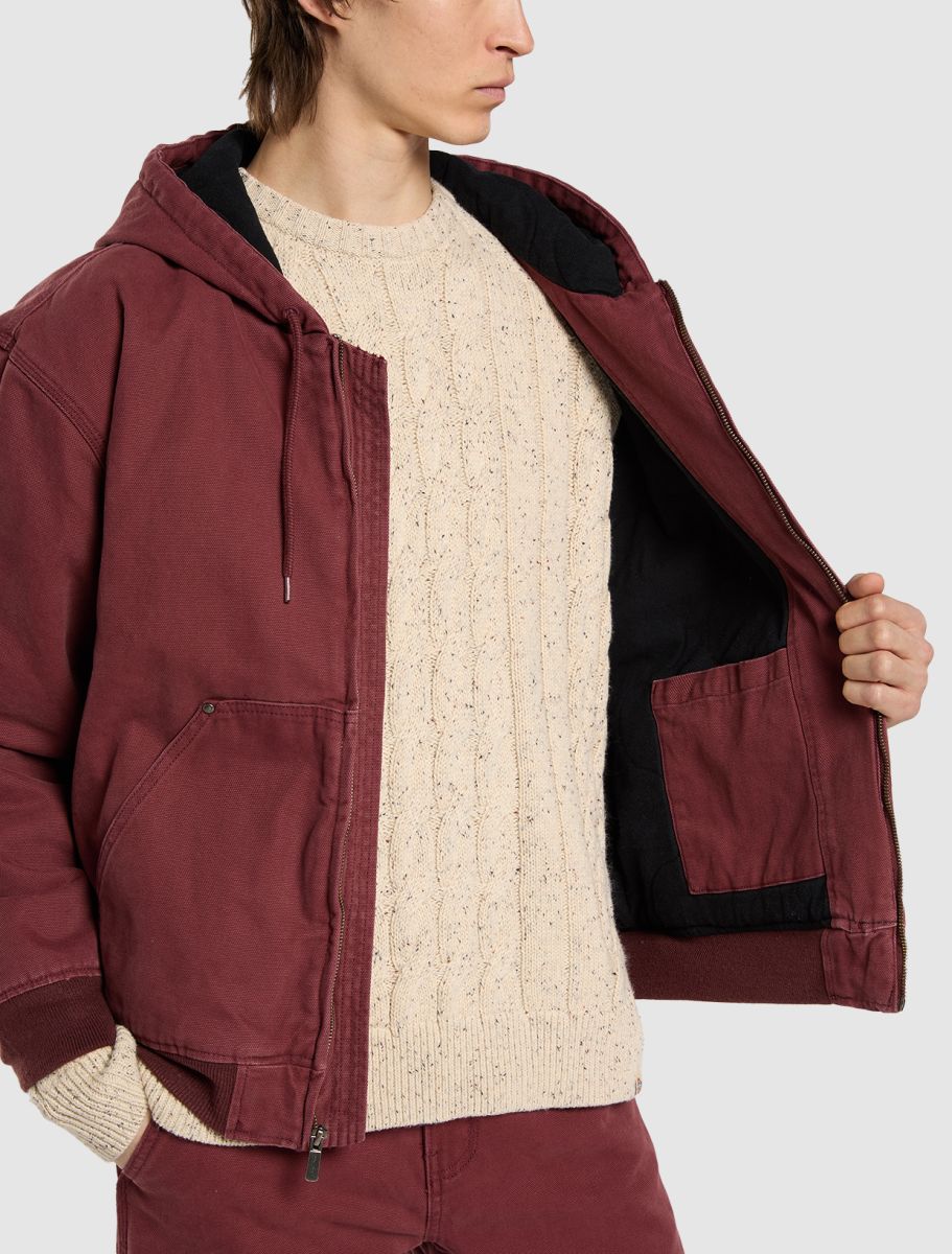DICKIES Hilham Hooded Canvas Jacket - BURGUNDY