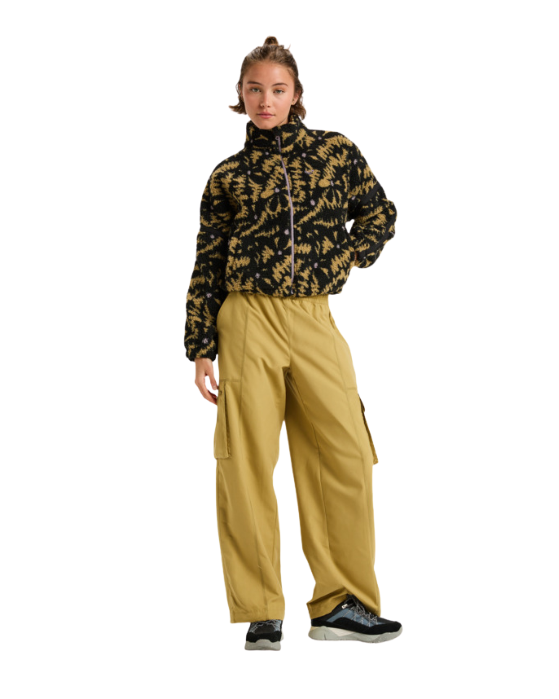 Giacca Sherpa ROXY Boundless Spirit Zippered  anthracite big flowers