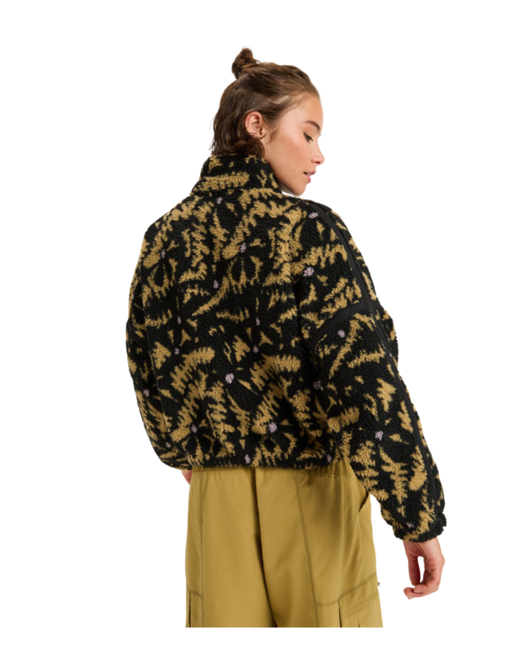 Giacca Sherpa ROXY Boundless Spirit Zippered  anthracite big flowers