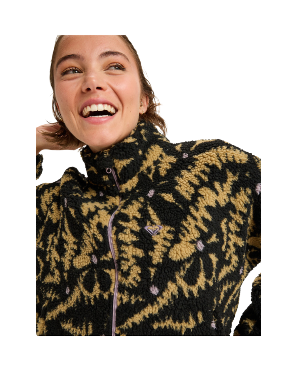 Giacca Sherpa ROXY Boundless Spirit Zippered  anthracite big flowers