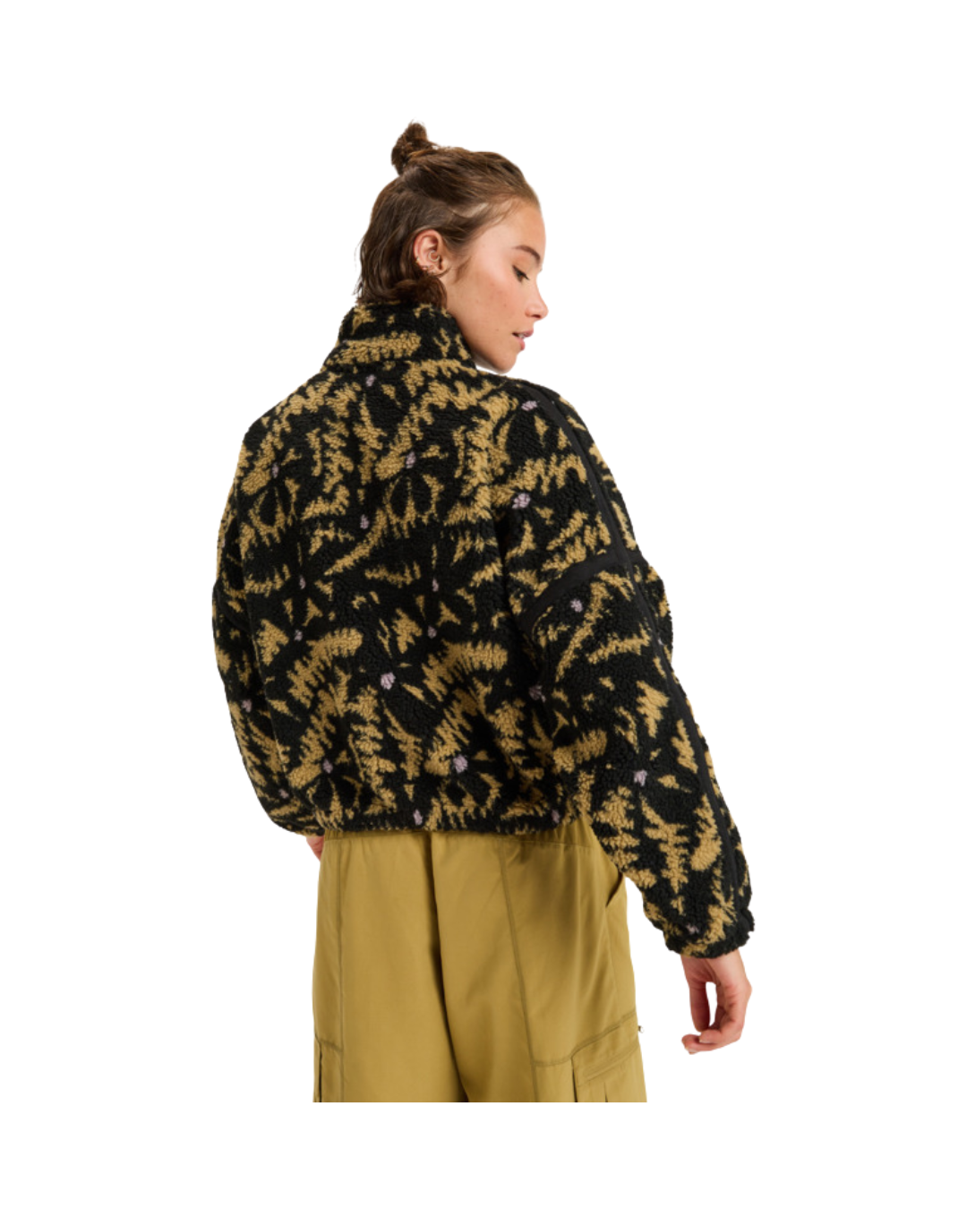 Giacca Sherpa ROXY Boundless Spirit Zippered  anthracite big flowers