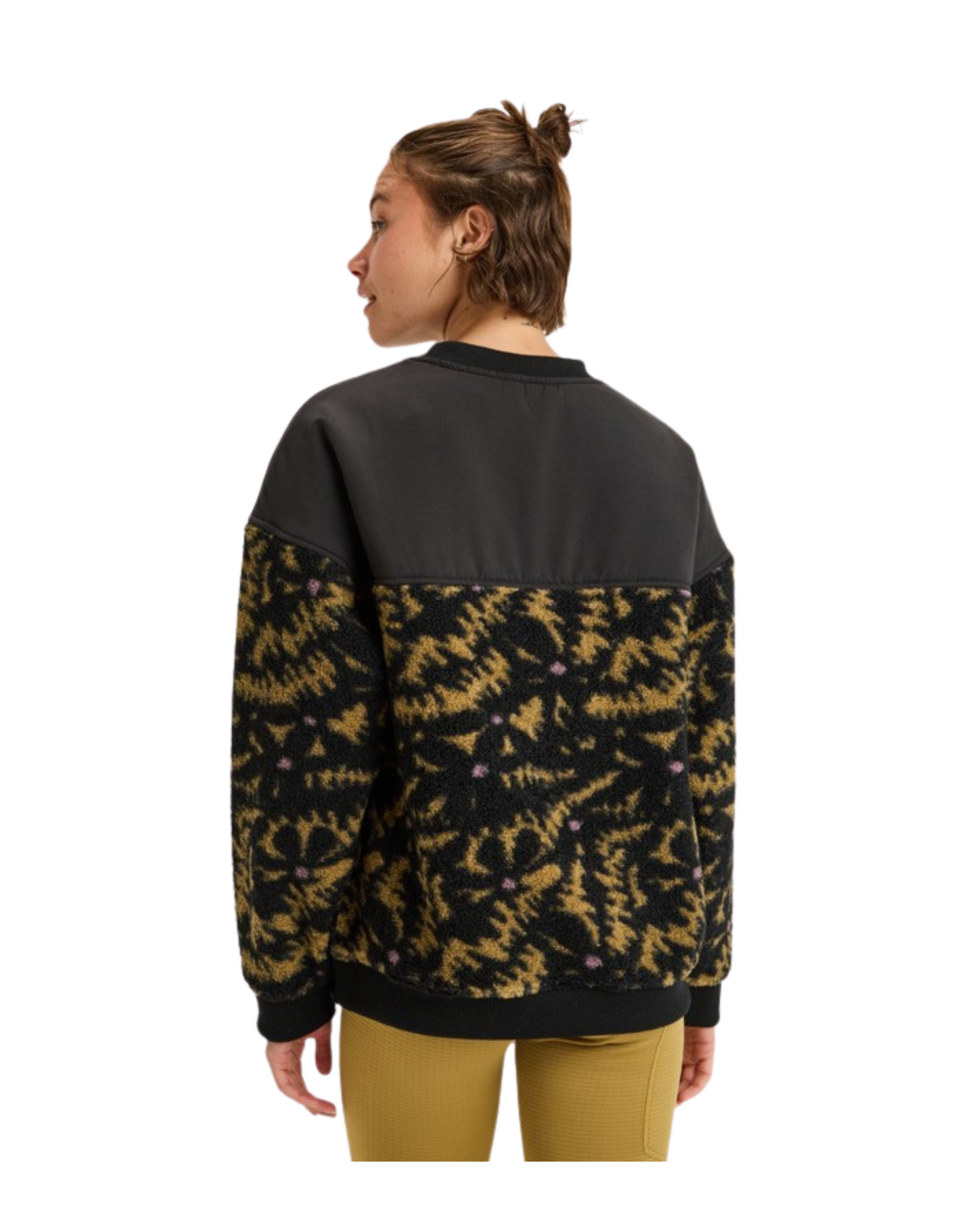 Felpa In Pile ROXY Waves Of Warmth Layered Anthracite Big Flowers